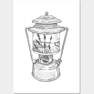 Camping Lantern with Seaside Reflection Posters and Art